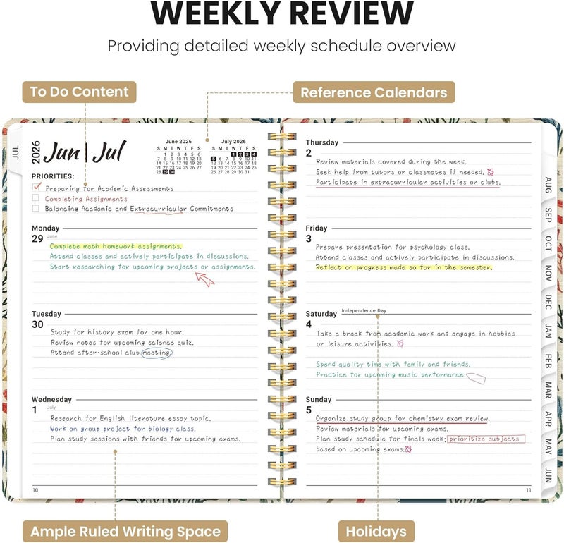 ZOTIA Planner 2026-2027, Monthly and Weekly Academic Planner July 2026 - June 2027, Hardcover Student Teacher Planning Agenda Calendar Book with Tabs, Perfect for Office School Supplies, A5 (6.3" x 8.5 - Image 3