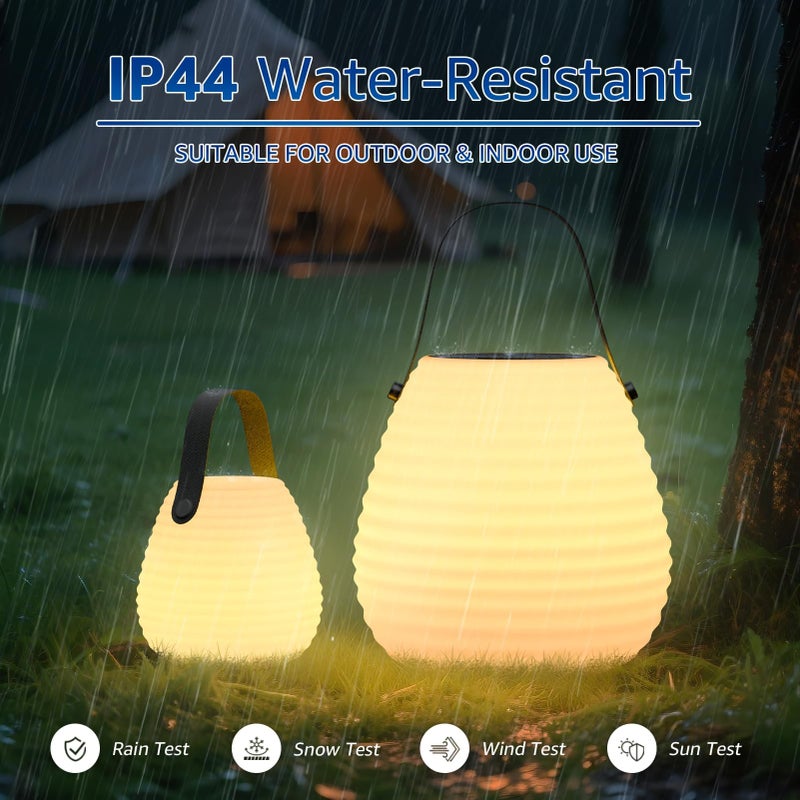uuffoo 2-Pack Solar Table Lamp Outdoor Water-Resistant Portable Lantern with Remote and 8 Colors, Dimmable Cordless Lamp for Outside Garden Patio Camping Terrace - Image 5