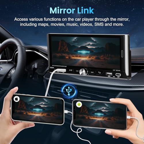 Sobalai Single Din Touchscreen Car Stereo with Wireless Apple Carplay Android Auto, 6.9" HD Touch Screen Car Stereo with Bluetooth, Mirror Link, Backup Camera GPS Navigation USB/Type-C Charge AM/FM EQ SWC MP5 - Image 4