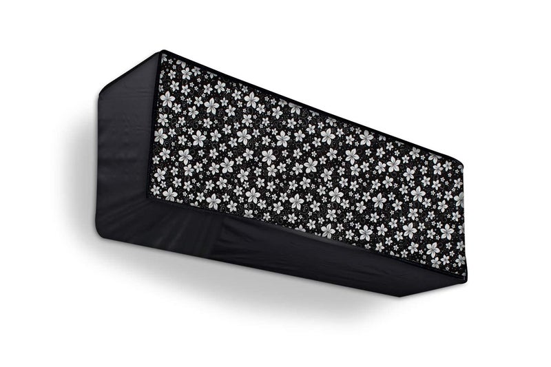 Da Anushi Polyester Split Ac Cover Indoor Unit For 1 Ton Capacity Ac, All Weather Cover/Attractive Digital Prints/Dustproof/Water Resistant Ac Cover (Black Flower) - Image 1