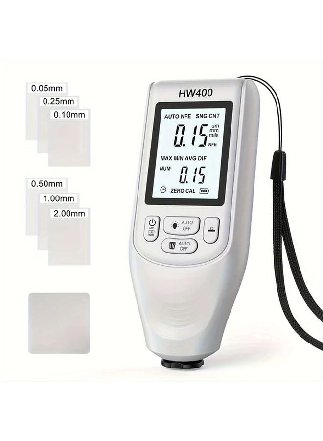 White HW400 Digital Car Paint Thickness Gauge Auto Bodywork Inspection 0 2000UM - Image 1
