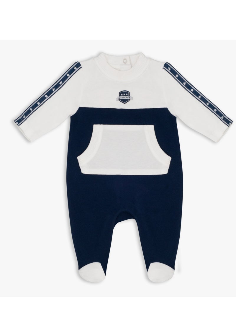 MOON 100% Cotton Sleepsuit 0-1M Blue - Navy Sports - Image 1