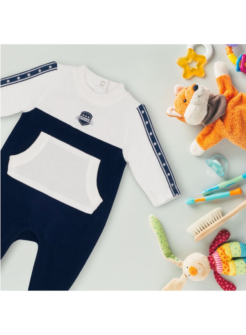 MOON 100% Cotton Sleepsuit 0-1M Blue - Navy Sports - Image 5