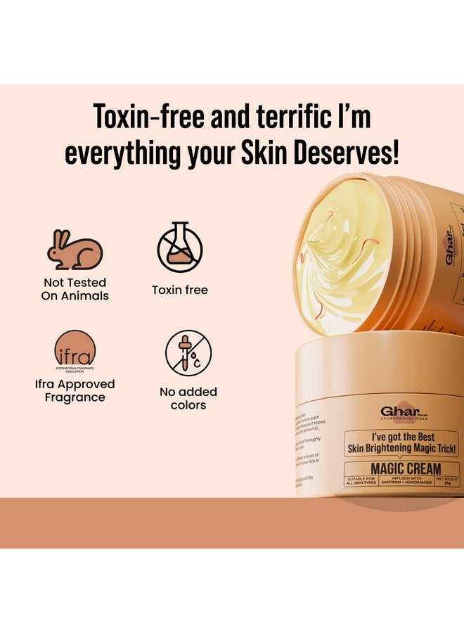 GHAR SOAPS Magic Cream With Saffron & Niacinamide For De-Tan, Moisturizing, Skin Brightening & Hydrating | For Men & Women | Suitable For All Skin Type | 50G - Image 2