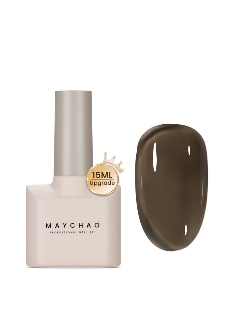 MAYCHAO MAYCHAO 15ML Gel Nail Polish 1Pc Jelly Black Gel Polish Soak off Translucent Black Nail Polish Nail Art Manicure Salon DIY at Home, 0.5 OZ  - Image 1