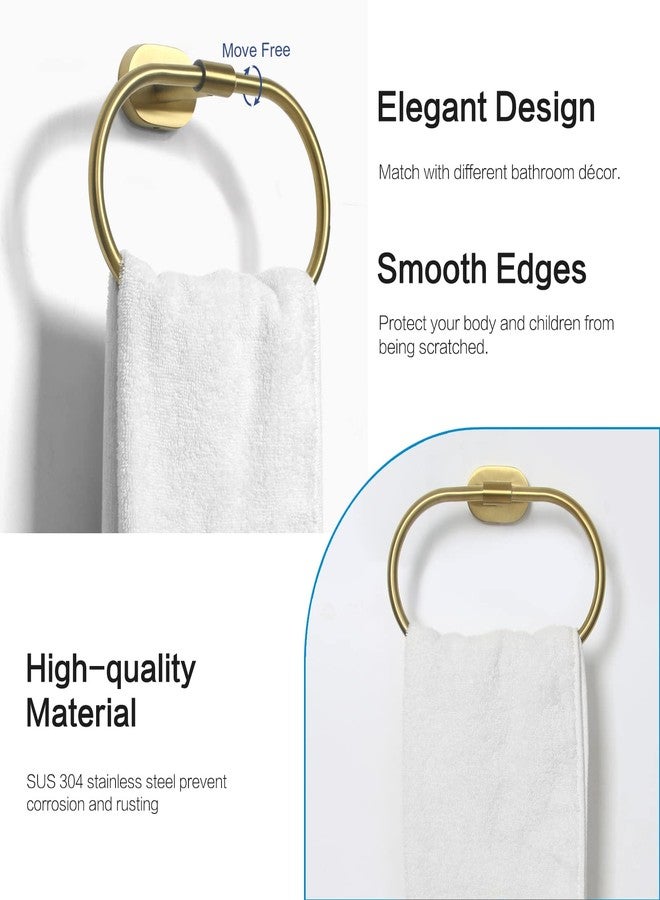 HouseAid Oval Towel Holder for Bathroom, Stainless Steel Towel Ring, Modern Bathroom Hand Towel Rack, Wall Mounted, Brushed Gold - Image 4