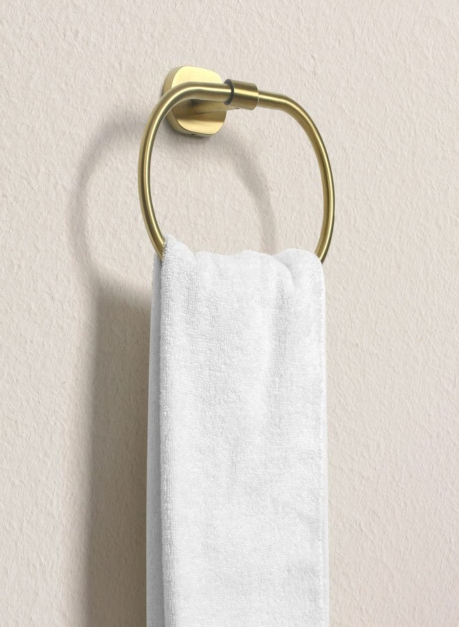 HouseAid Oval Towel Holder for Bathroom, Stainless Steel Towel Ring, Modern Bathroom Hand Towel Rack, Wall Mounted, Brushed Gold - Image 3