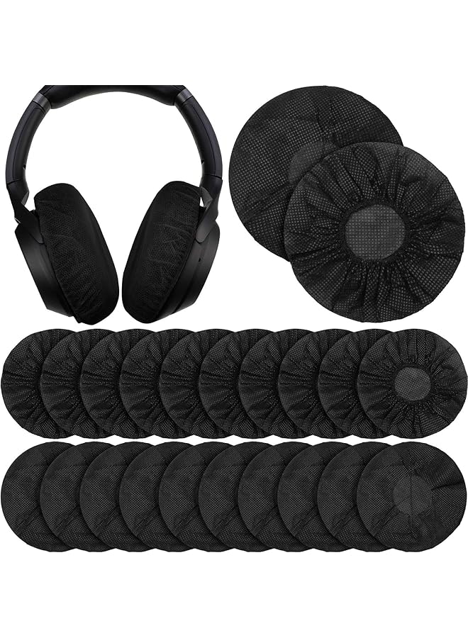 X spring Black Non Woven Disposable Headphone Covers 100 Pcs Stretchable Fits Most On Ear Headphones Earcup Protectors For Gym Gaming - Image 1