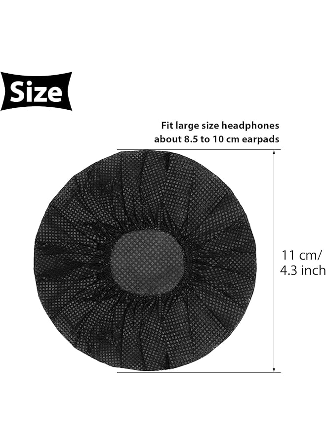 X spring Black Non Woven Disposable Headphone Covers 100 Pcs Stretchable Fits Most On Ear Headphones Earcup Protectors For Gym Gaming - Image 4