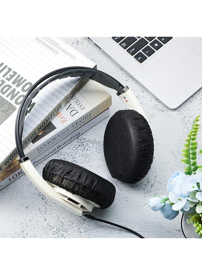 X spring Black Non Woven Disposable Headphone Covers 100 Pcs Stretchable Fits Most On Ear Headphones Earcup Protectors For Gym Gaming - Image 5