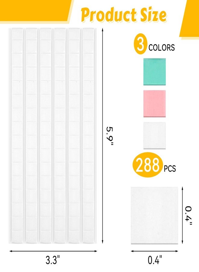 MOWPOG 288 Pcs Adhesive Tacks Wall Safe Adhesive Poster Putty Removable and Reusable Mounting Putty for Hanging Photos, Art, Decoration(Light Blue, White, Pink) - Image 2