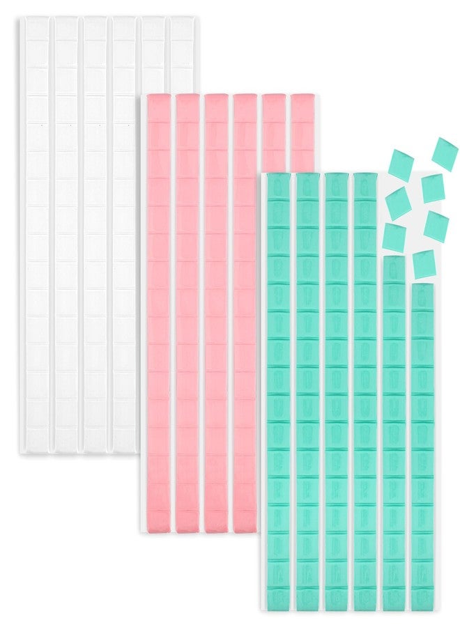 MOWPOG 288 Pcs Adhesive Tacks Wall Safe Adhesive Poster Putty Removable and Reusable Mounting Putty for Hanging Photos, Art, Decoration(Light Blue, White, Pink) - Image 1