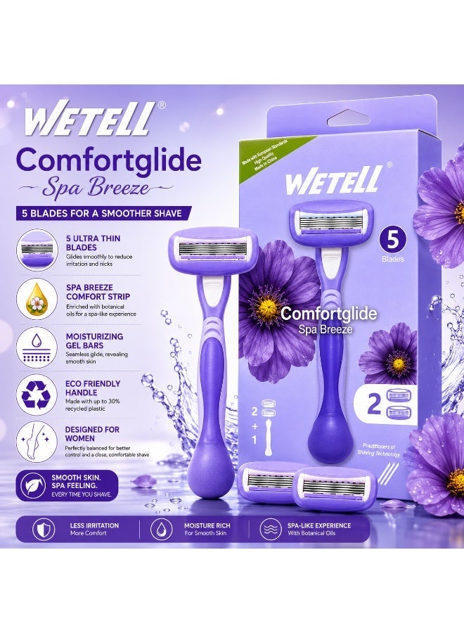 Wetell Comfortglide Spa Breeze Women Purple Razor WT202520 (Set of 1 Handle & 2 Blades) - Image 4