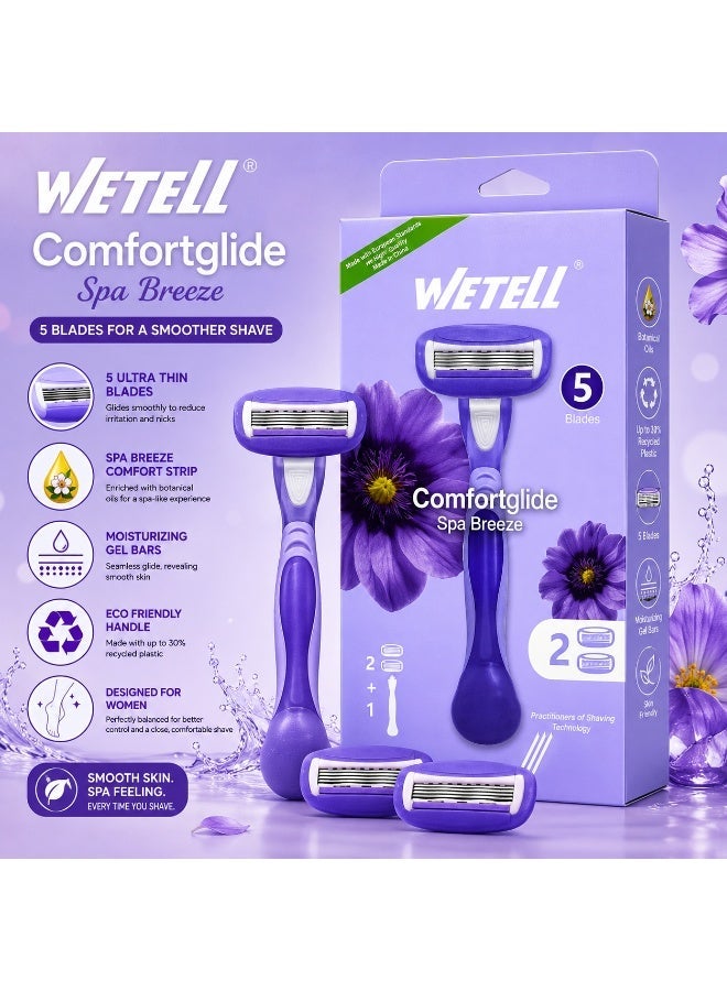 Wetell Comfortglide Spa Breeze Women Purple Razor WT202520 (Set of 1 Handle & 2 Blades) - Image 3