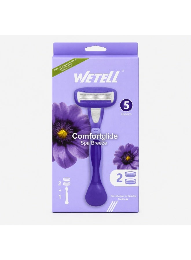 Wetell Comfortglide Spa Breeze Women Purple Razor WT202520 (Set of 1 Handle & 2 Blades) - Image 1