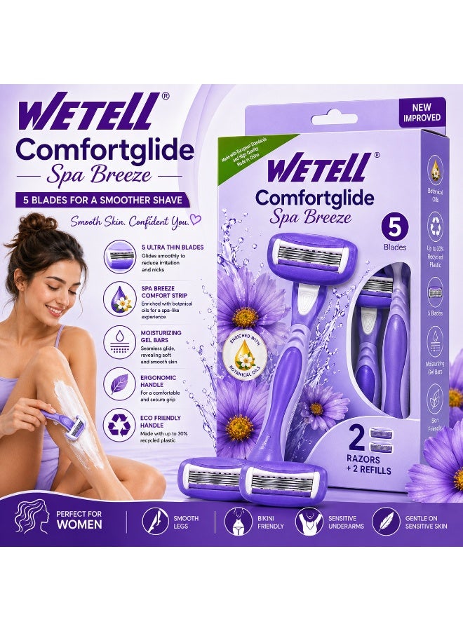 Wetell Comfortglide Spa Breeze Women Purple Razor WT202520 (Set of 1 Handle & 2 Blades) - Image 5