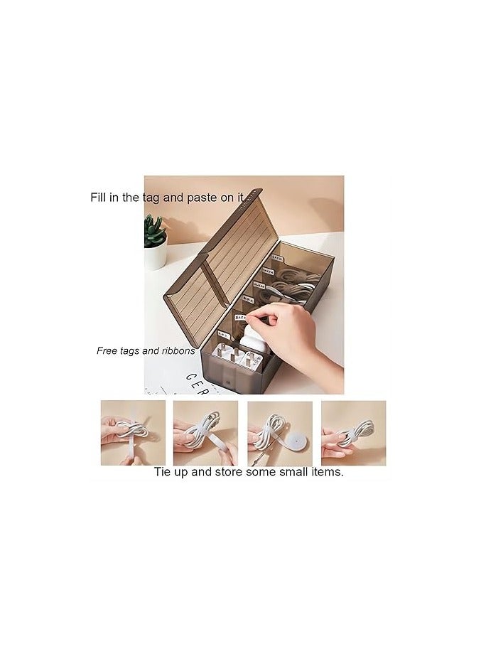 KASTWAVE Data Cable Organizer Box, Wire Data Cord Management Case, Charge Cable Management 7 Compartments Storage Box, Cord Sorter Small Desk Electronic Accessories Organizer and Storage - Image 4