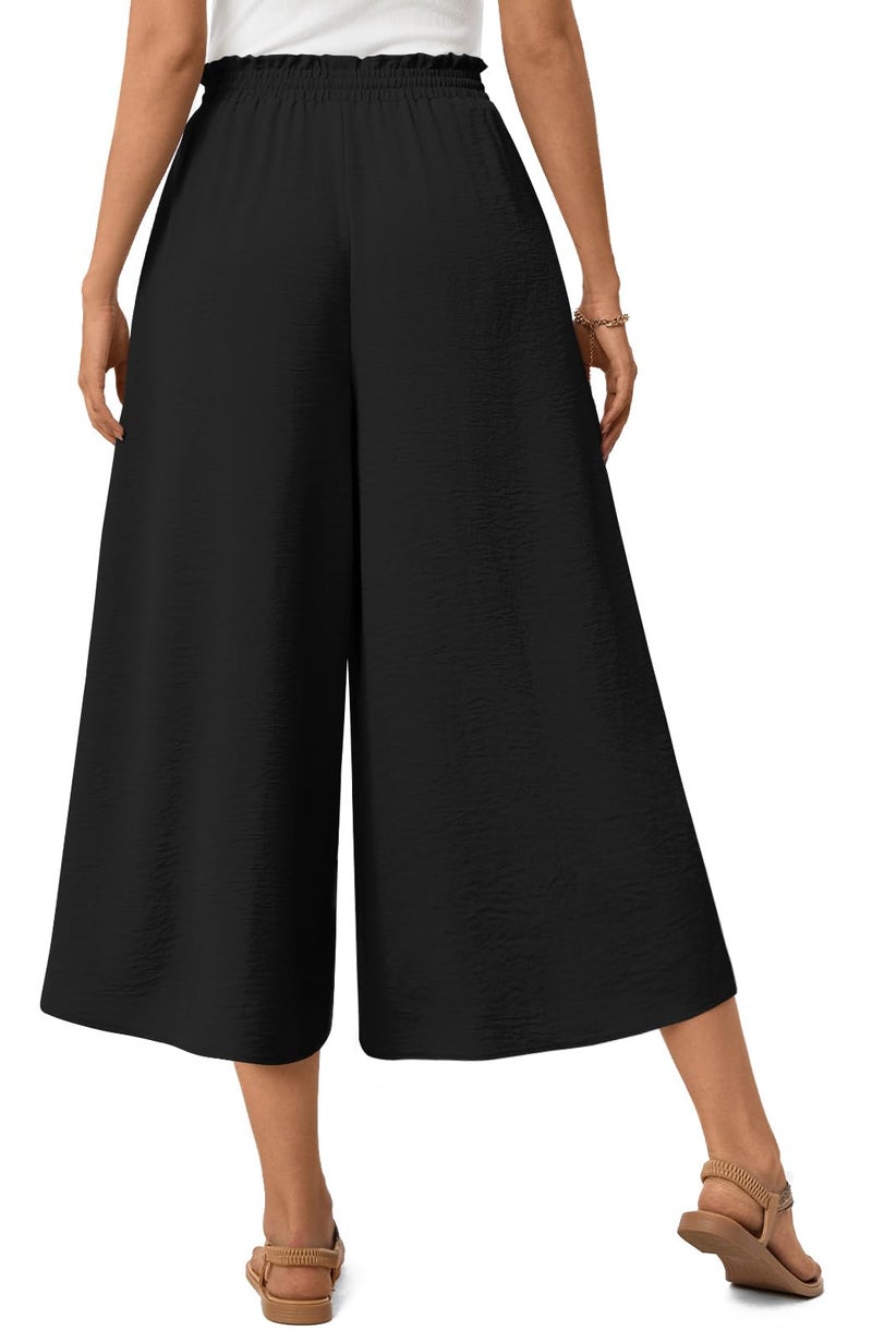 Anyhold Womens Capri Palazzo Pants Wide Leg Gaucho Dressy Casual Pant with Pockets Large, Dark - Image 4