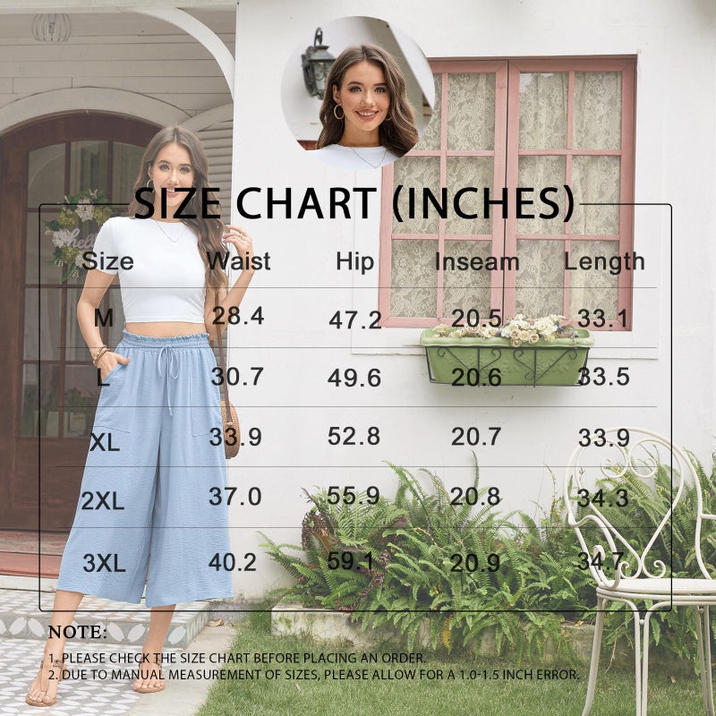 Anyhold Womens Capri Palazzo Pants Wide Leg Gaucho Dressy Casual Pant with Pockets Large, Dark - Image 5