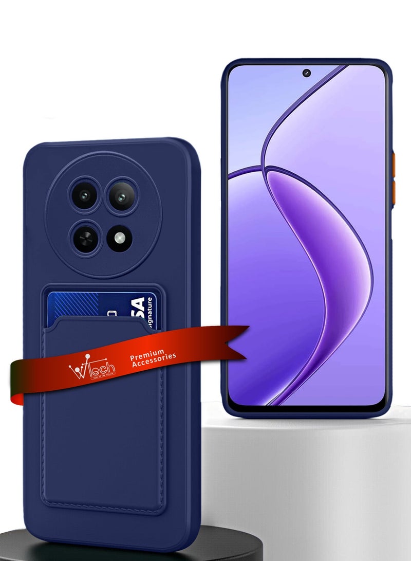 Wtech Silicone TPU With Card Holder Case Cover For Realme 12x 5G 2024 Navy Blue - Image 1