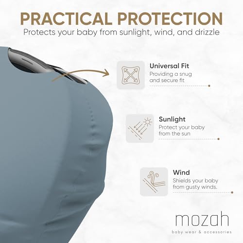 MOZAH Baby Multi-Use Cover: 9-in-1 Car Seat & More Covers - Nursing, Shopping Cart, High Chair - Blue Mirage - Image 3