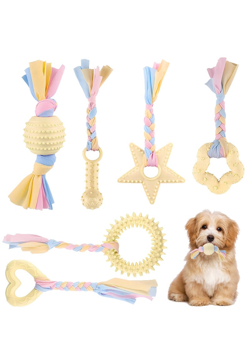 Generic Dog Chewing Toys 6 Pack,Puppy Clean Teeth for Small to Medium Dogs, Interactive Training Toys Dog Gift Set Durable Natural Rubber Cotton Rope Balls for Oral Health Protection - Image 1