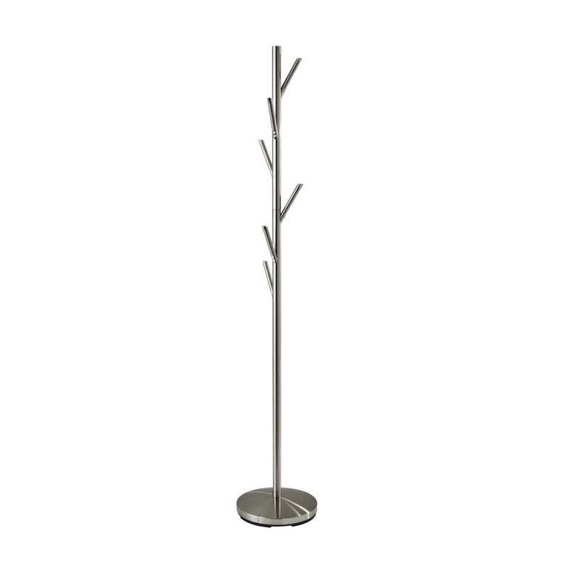 Adesso Evergreen Coat Rack with Brushed Steel Finish SpaceSaving Entryway Organizer Perfect for Coats Bags Purses and Hats 6 Hooks 67 Tall