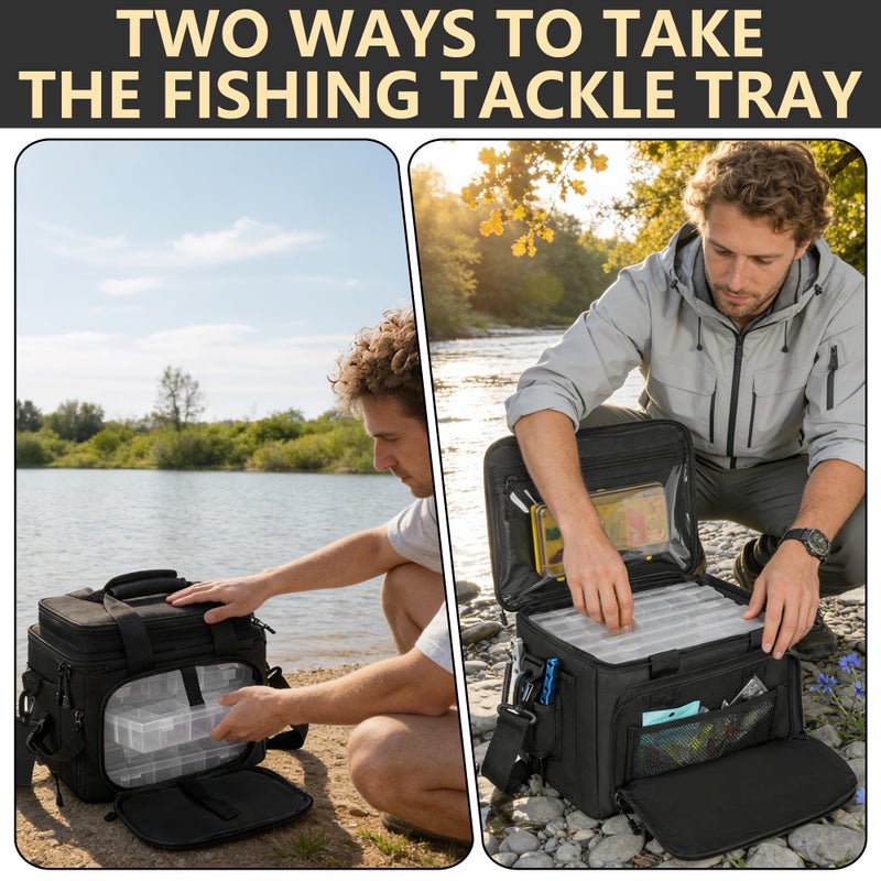 WELIDAY Fishing Tackle Bags (Bag Only), Hold the 3600 Model Fishing Tackle Box, Saltwater and Freshwater Fishing Bag with Padded Shoulder Strap, Water Resistant Universal Outdoor Carrying Bag, Black - Image 5