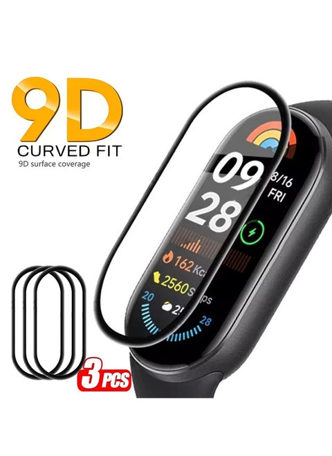 3 قطع واقي شاشة لساعة Xiaomi Smart Band 9، طبقة شفافة ناعمة ومضادة للخدش بتغطية كاملة