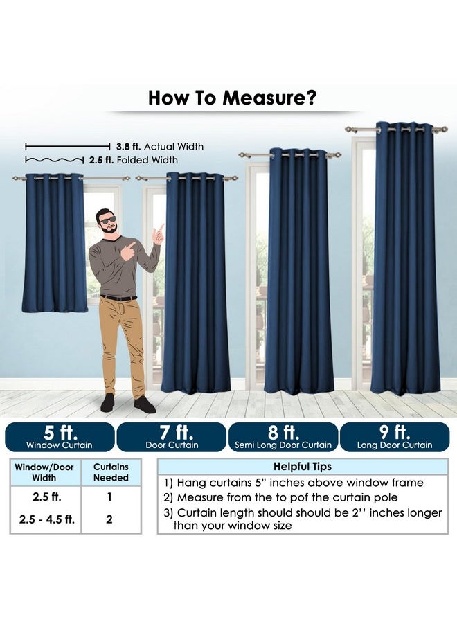 Story@Home Story@Home Blackout Long Door Curtains 9 Feet Set of 2 | Plain Design Door Curtain | Thermal Insulated Curtains | Room Darkening Curtains | Curtains for Living Room | (116 x 275 cm, Navy Blue)  - Image 2