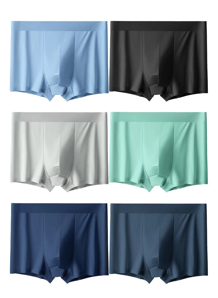 Zeemey - Zeemey 6 Pack Men's Boxer Briefs Low Rise Undies Cool Boxers Shorts Underpants Soft Pants Breathable Seamless Trunks Ice Silk Underwear for Men - Image 1