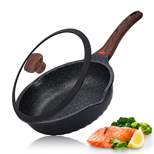 Vinchef Nonstick Deep Frying Pan Saute Pan with Lid 10in3Qt Skillet Pan German 3C Ceramic Coating Technology Aluminum Casting Induction Compatible