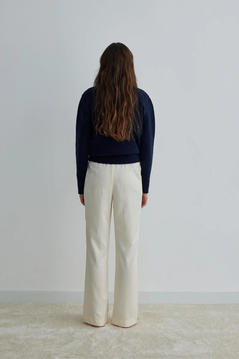 سود كوليكشن Saud Collection Cream Ross Satin Trousers