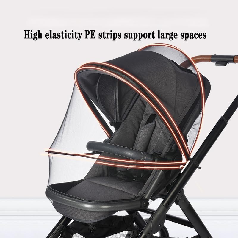 WVMKOR Baby Stroller Mosquito Net Universal Breathable Stroller Canopy Cover with Mosquito Netting for Infant Toddler Pushchair (Black) - Image 4