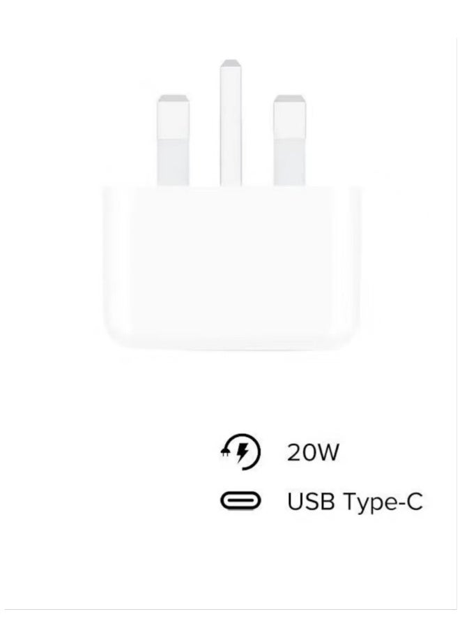 20W USB-C 3-Pin Power Adapter White  IPhone charger C-type C plug cpatible with new iPhone 14/14Pro/14Pro Max/14 Plus/13Pro Max/13 Pro/13/12/11/XS iPad Mini 6/iPad Pro - Image 2