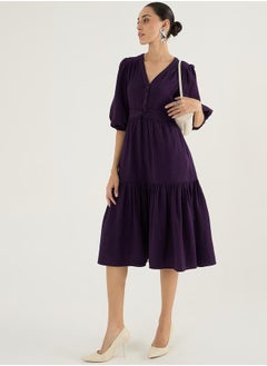 Cotton Balloon Sleeve A-Line Midi Dress with Knot Detail - pzsku/Z39DCFC390A4BFB744EC6Z/45/_/1740554304/ebf54ed1-6699-41a6-a599-7f0338f13bc0