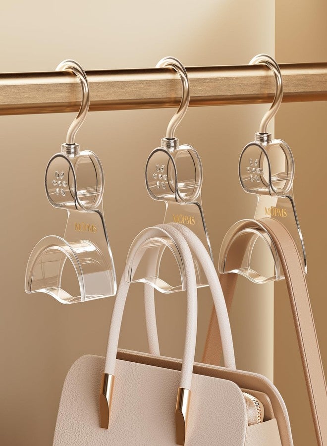 MOPMS Purse Hanger Closet Premium Clear Bag Hanger for Closet 360 Degree Rotatable Hooks Handbag Hanging Holder Closet Organizer Storage for Purse Scarves and Belts 3pcs - Image 1