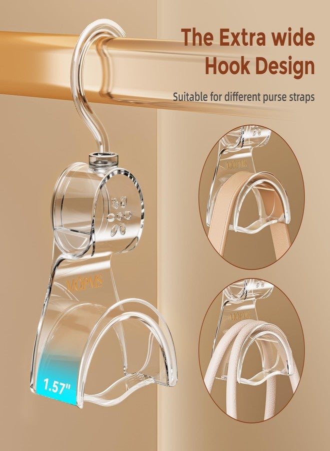 MOPMS Purse Hanger Closet Premium Clear Bag Hanger for Closet 360 Degree Rotatable Hooks Handbag Hanging Holder Closet Organizer Storage for Purse Scarves and Belts 3pcs - Image 2