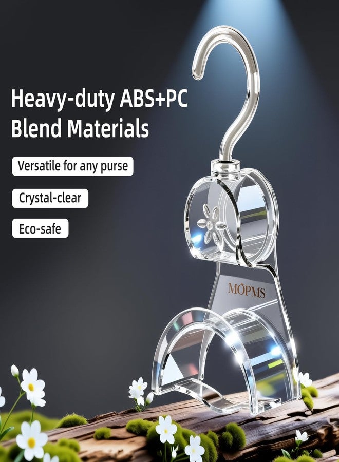 MOPMS Purse Hanger Closet Premium Clear Bag Hanger for Closet 360 Degree Rotatable Hooks Handbag Hanging Holder Closet Organizer Storage for Purse Scarves and Belts 3pcs - Image 3