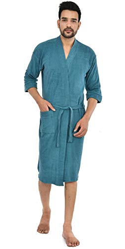 eraa Terry Cotton Mens BathgownBathrobe_Rama Green - Image 1