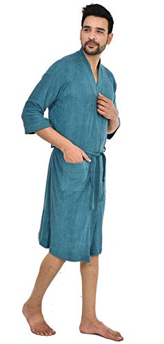 eraa Terry Cotton Mens BathgownBathrobe_Rama Green - Image 3