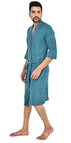 eraa Terry Cotton Mens BathgownBathrobe_Rama Green - Image 2