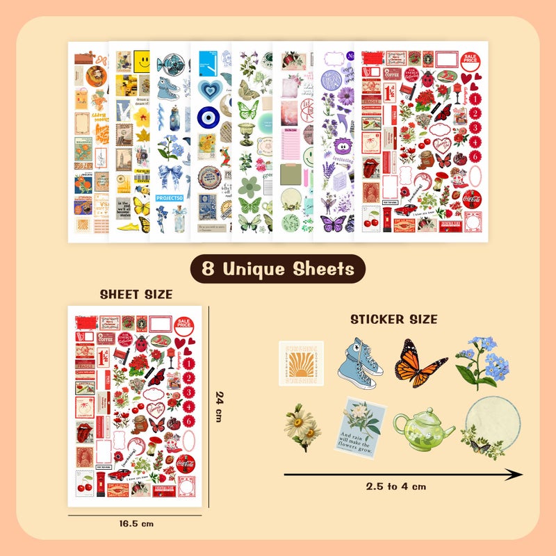 CodersParadise 450+ Journaling Floral Stickers â€“ Vintage Nature Scrapbooking Stickers | Aesthetic Botanical Butterfly & Retro Poem Stamp Stickers, Waterproof for Planners, Journals, DIY Crafts & Art Projects - Image 3