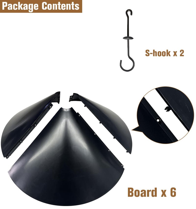 Garbuildman Squirrel Baffle for Bird Feeder Pole, Outside Hanging Mount Bird House Guard for Outdoor Shepherdâ€™s Hook,19 Inch Diameter, 2 Packs - Image 3