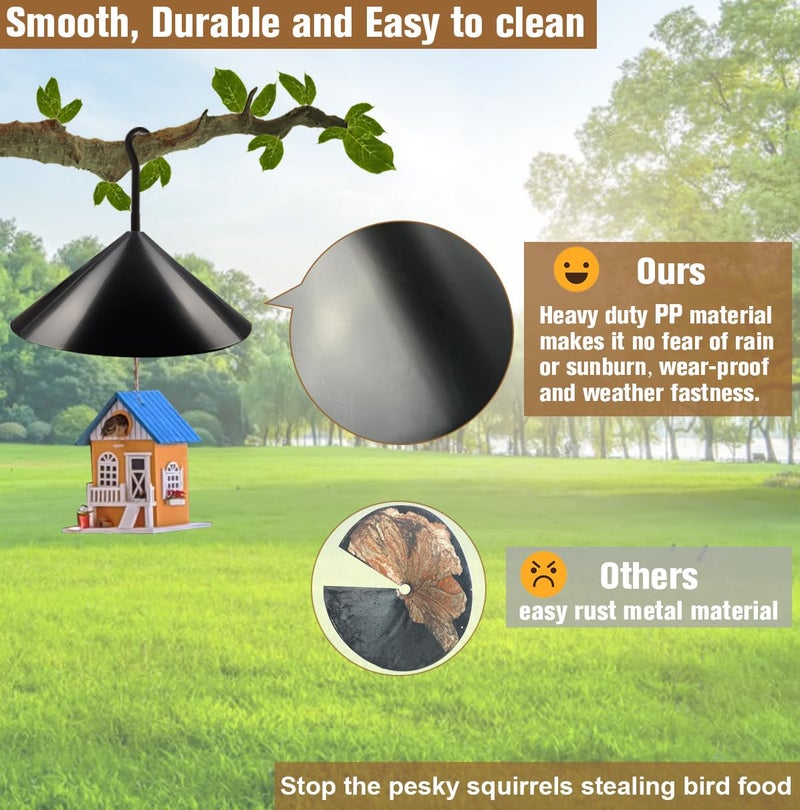 Garbuildman Squirrel Baffle for Bird Feeder Pole, Outside Hanging Mount Bird House Guard for Outdoor Shepherdâ€™s Hook,19 Inch Diameter, 2 Packs - Image 4