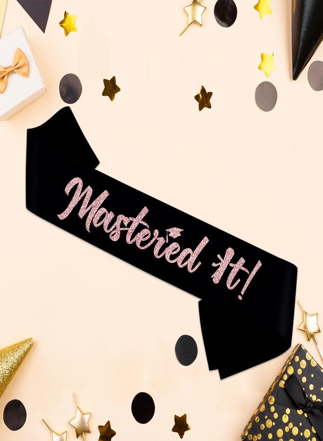 PYQWA Mastered It Sash, Black Sash with Rose Gold Foil Class of 2025 Supplies, Congrats Grad Sash, Masters Graduation Gift for Her or Him, 2025 Graduation Celebrations Sashes - Image 4