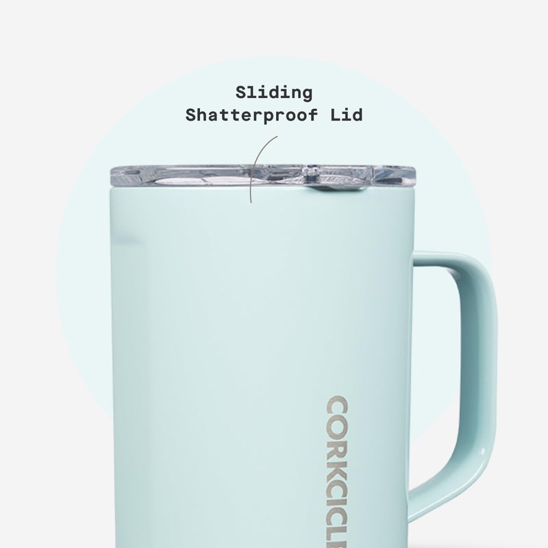 Corkcicle Classic Coffee Mug - Triple Insulated Stainless Steel for Travel - Shatter-Proof Lid - Keeps Drink Hot Over 3 Hours - Holiday Mug Gift - Great for Gifting Warmth - 16 oz - Powder Blue - Image 5