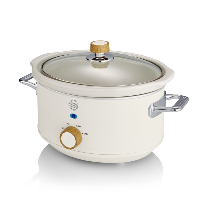 Swan Salton Swan NordicStyle Slow Cooker with Removable Ceramic Pot 35 Litre Cotton White 