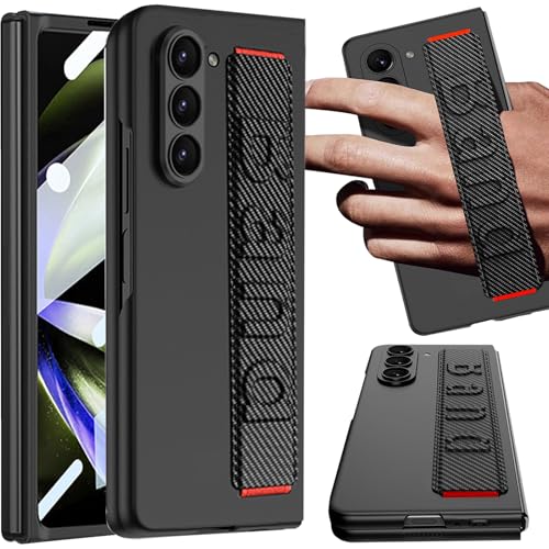 NINKI Carbon Fiber Strap Cover for Samsung Galaxy Z Fold 7 Case with Screen ProtectorShockproof Full Body Protection Slim Bumper for Galaxy Z Fold7 Cover Wristband Grip for Samsung Z Fold 7 Case Men - Image 1
