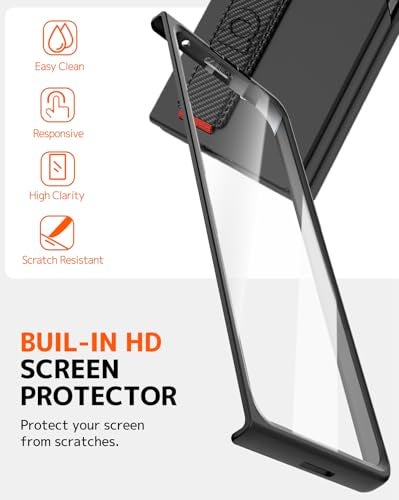 NINKI Carbon Fiber Strap Cover for Samsung Galaxy Z Fold 7 Case with Screen ProtectorShockproof Full Body Protection Slim Bumper for Galaxy Z Fold7 Cover Wristband Grip for Samsung Z Fold 7 Case Men - Image 3
